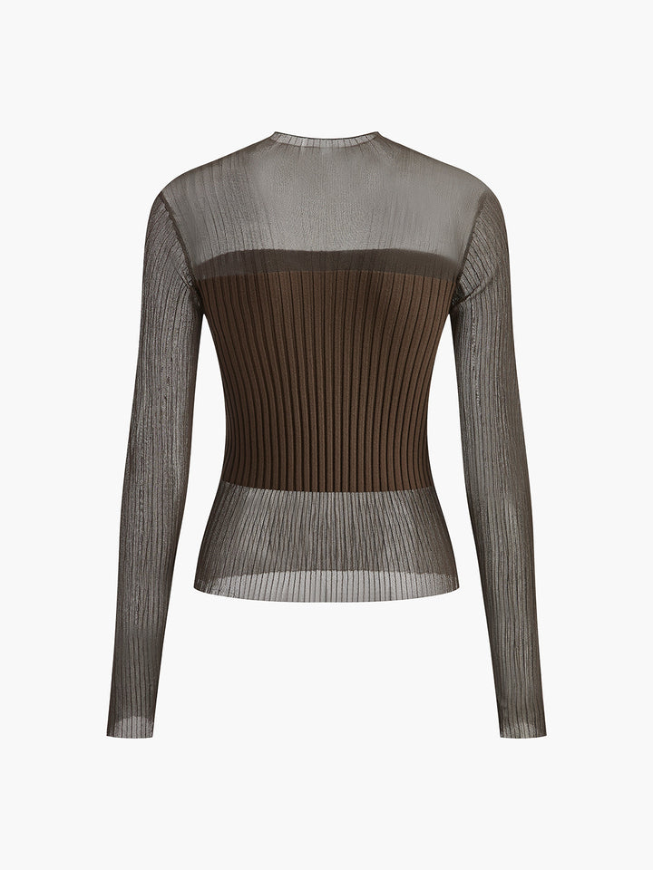 Sheer Panel Slim Sweater