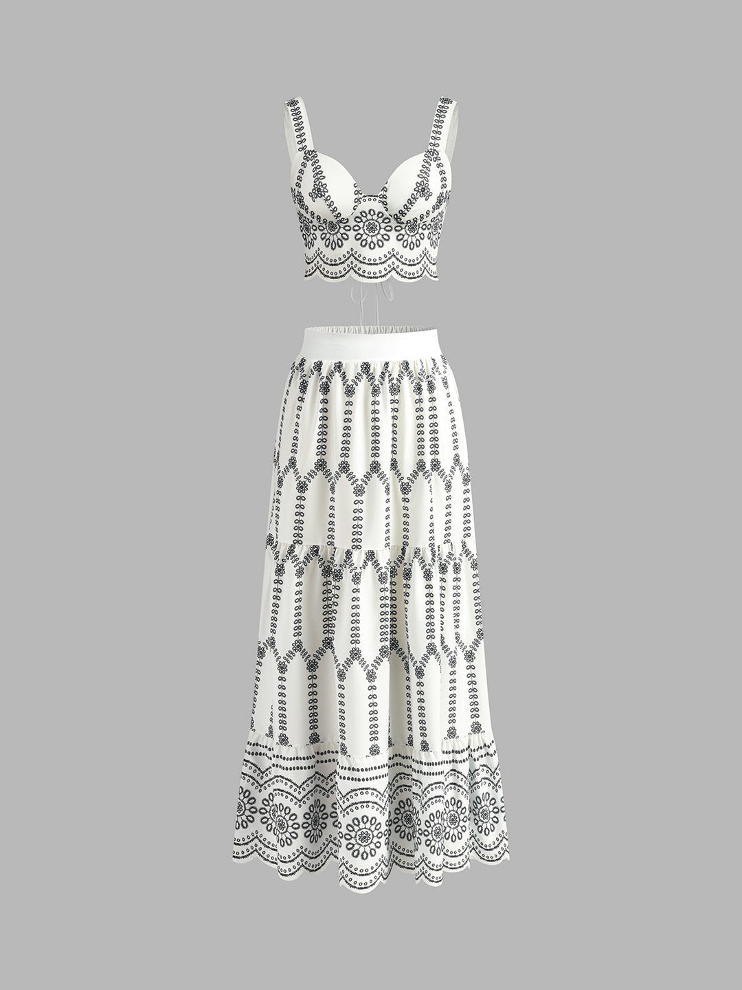 Printed Sleeveless Tie Back Skirt Set