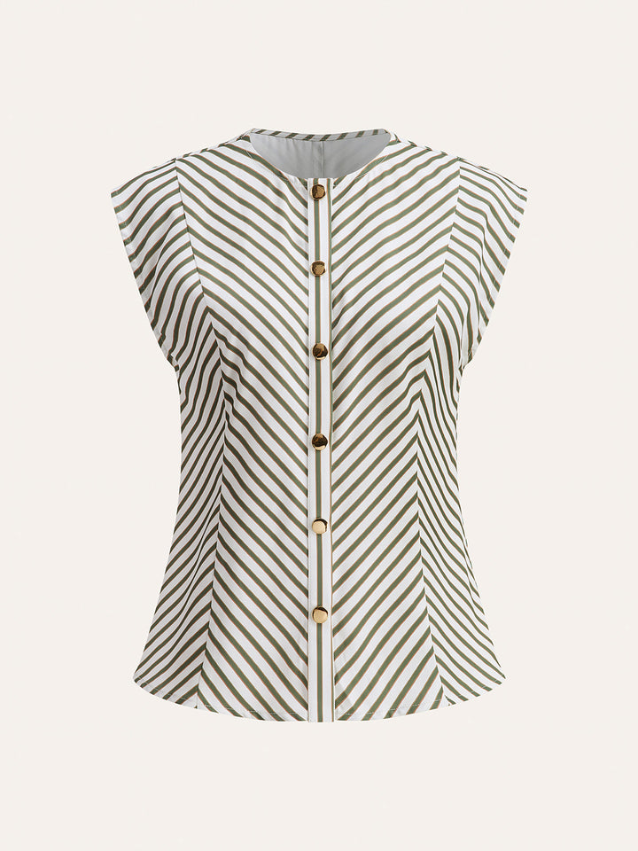 Striped Metal Round-Neck Shirt With Belt