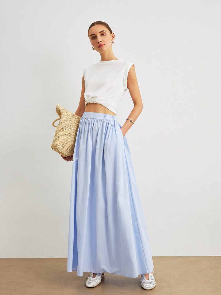 Cotton A-Line Skirt With Pockets