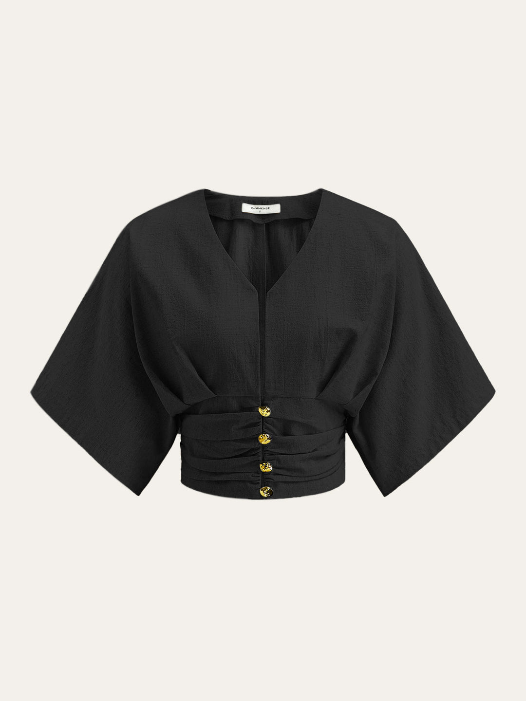 Cotton & Linen Kimono Sleeve Button Top