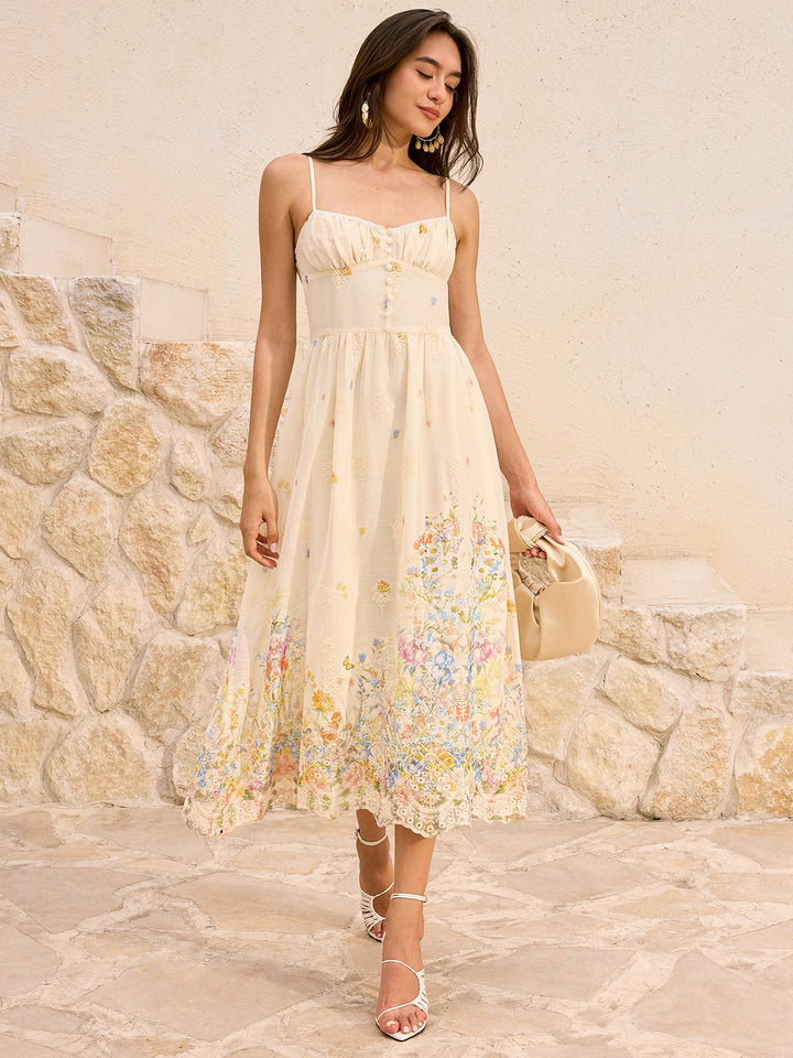 Floral Embroidered Midi Dress