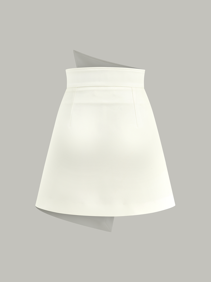 Asymmetric Metal Button Decor Pocket Mini Skort
