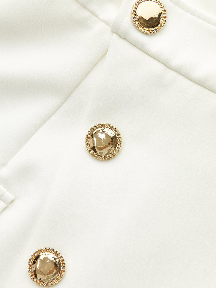 Asymmetric Metal Button Decor Pocket Mini Skort