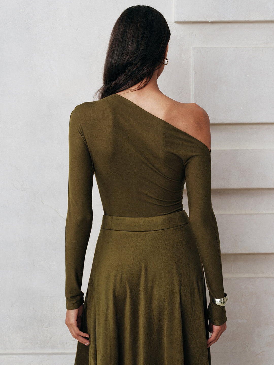 One-Shoulder Long Sleeve Blouse