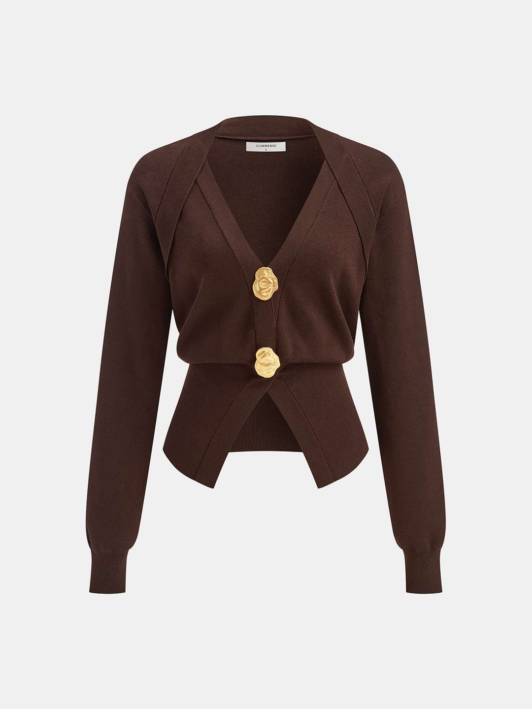 Metal Detail V-Neck Wool Blend Sweater