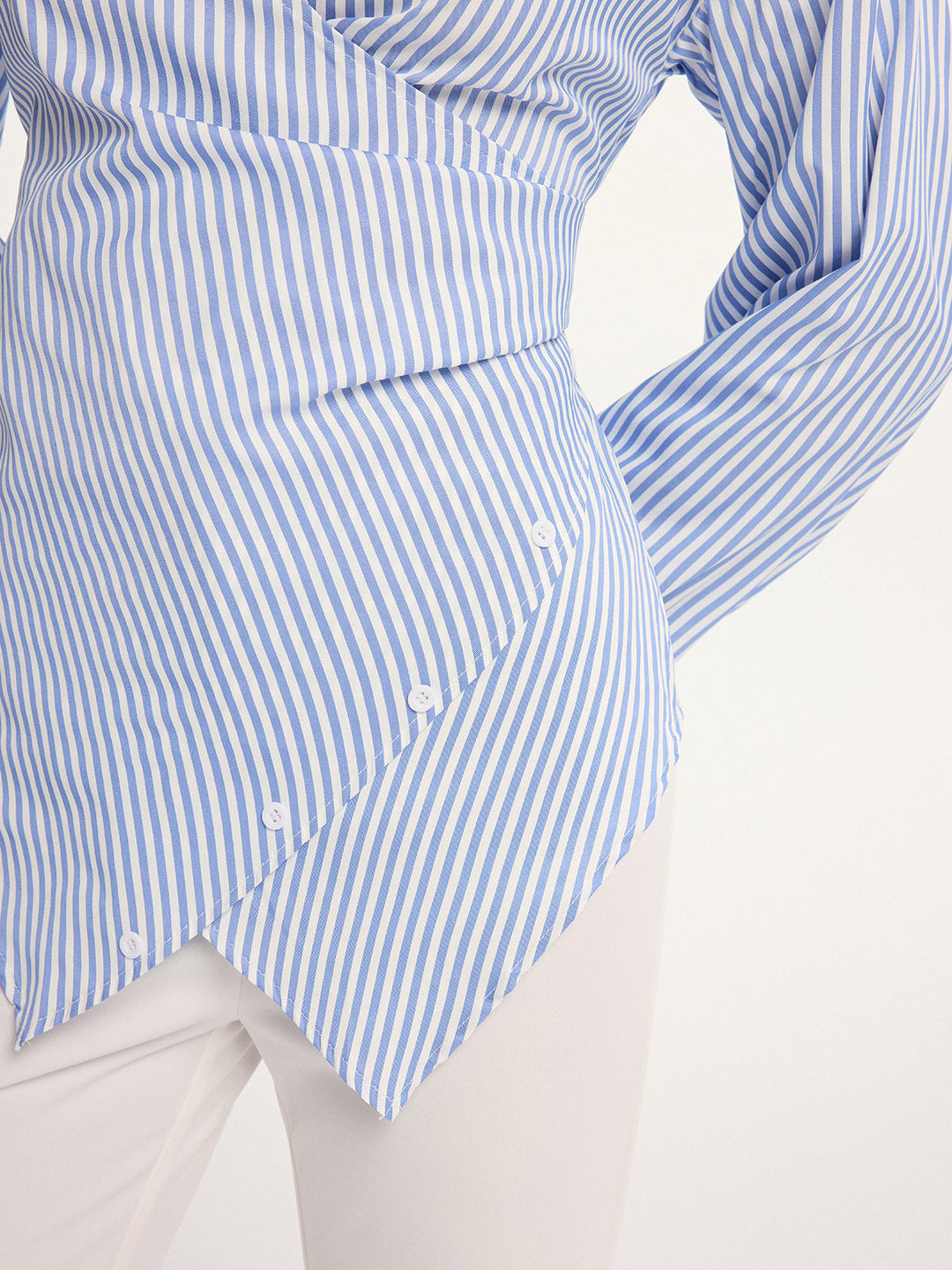 Striped Wrap Back Tie Shirt