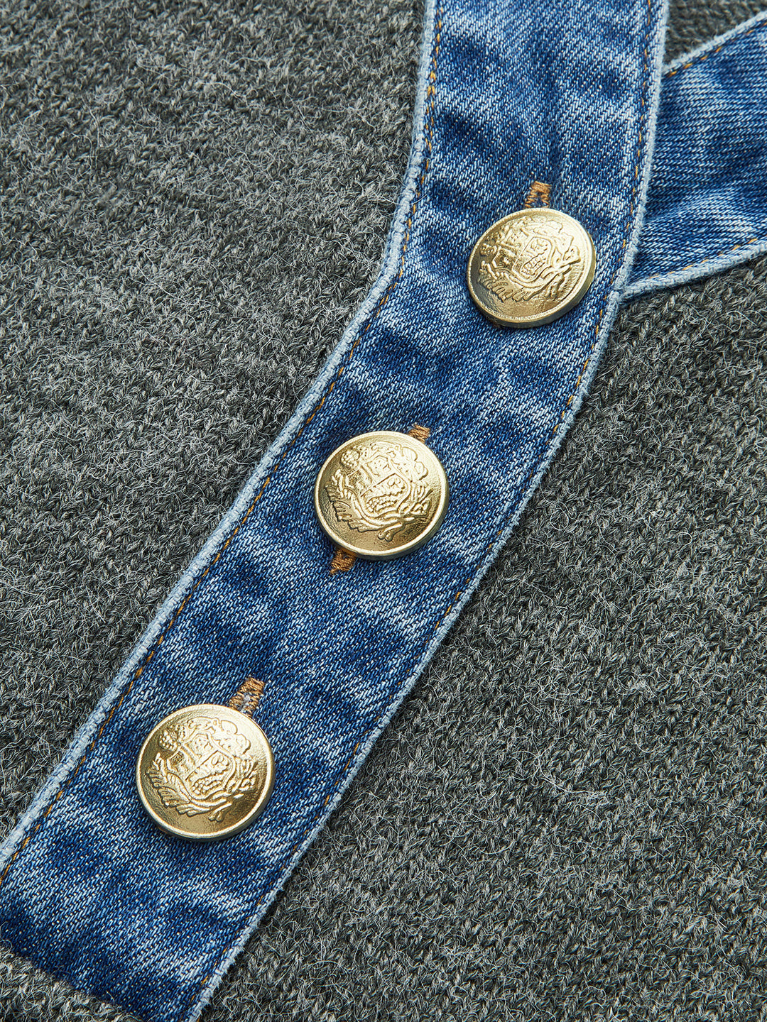 Denim Collar Knit Top