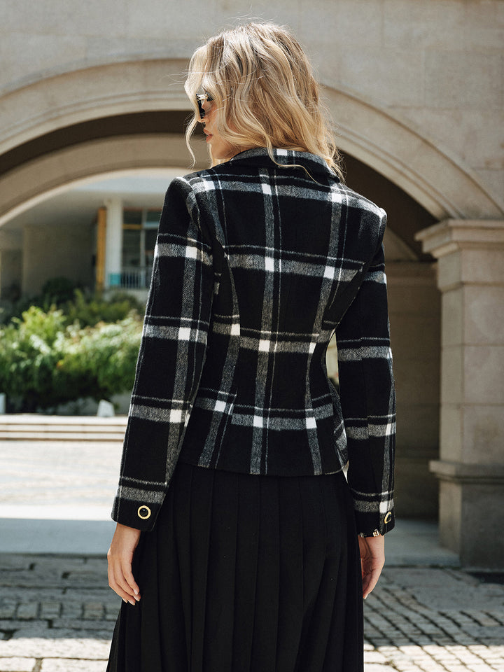 Plaid Wool Blend Blazer