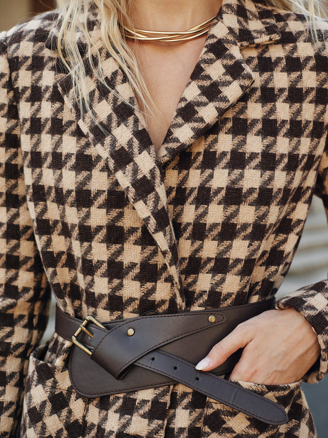 Houndstooth Belted Blazer