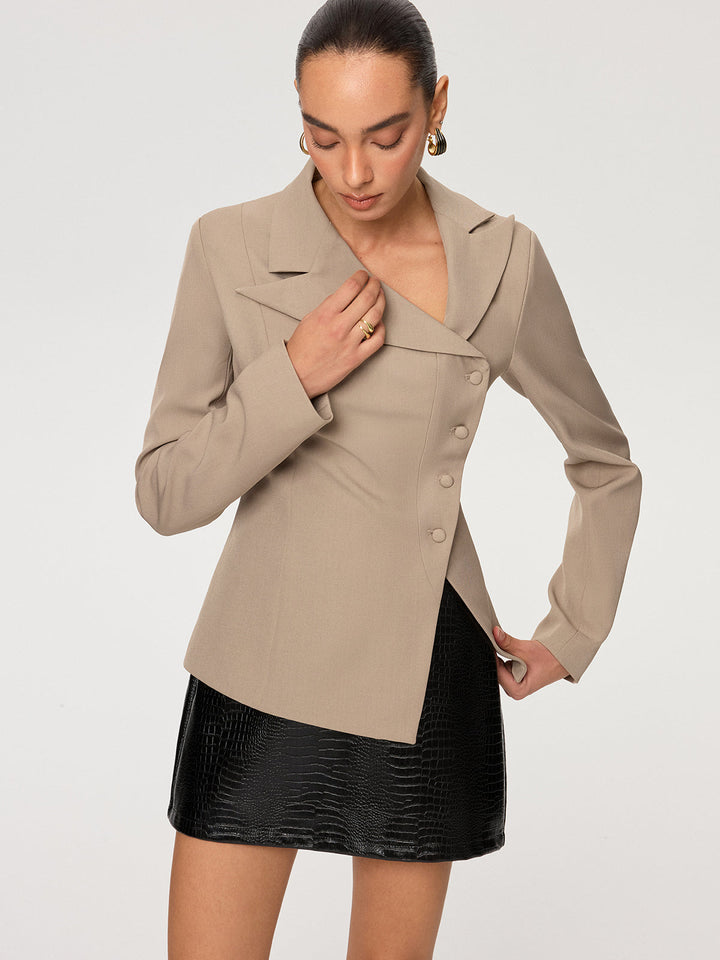 Asymmetric Button-Front Blazer
