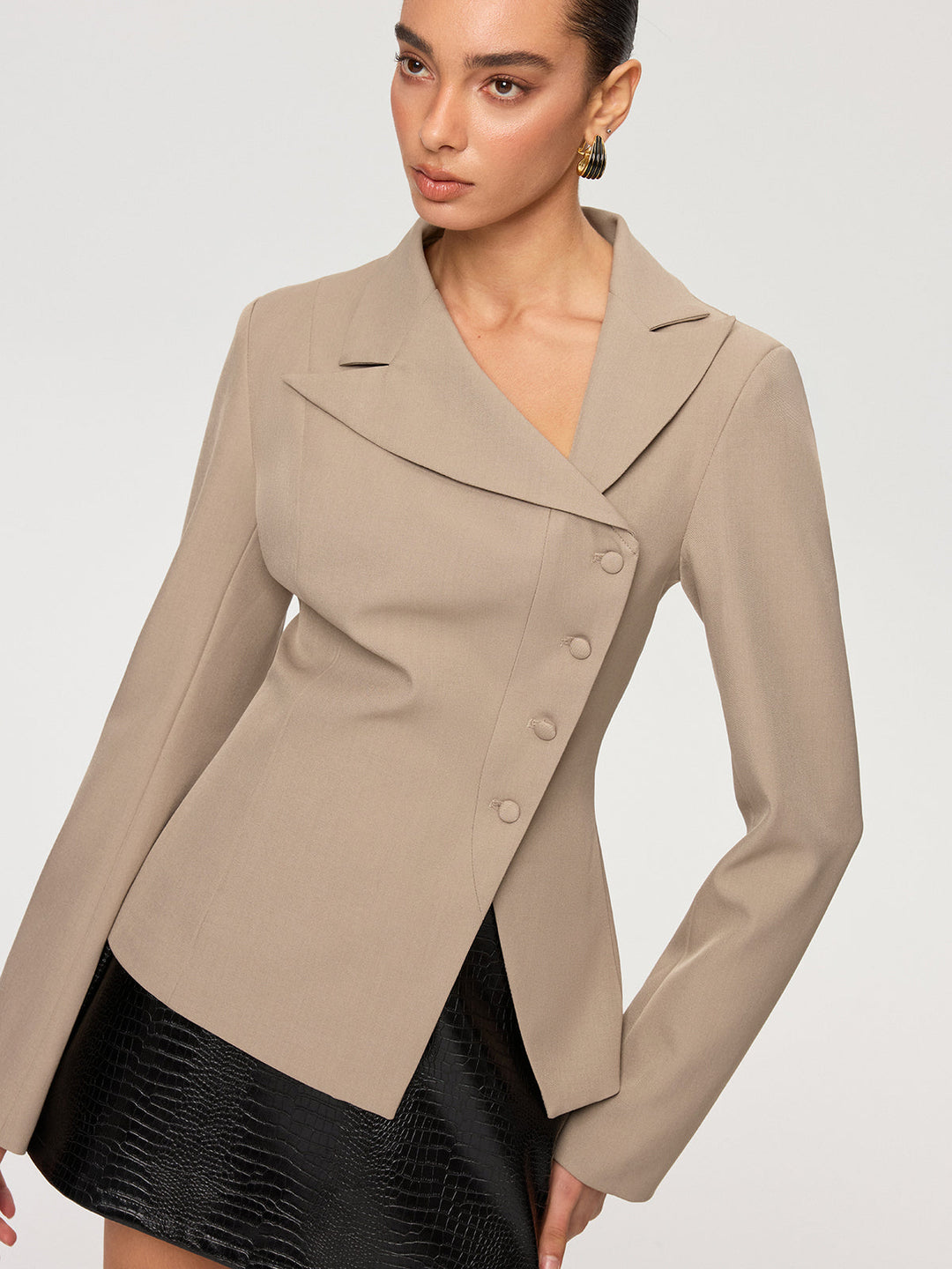 Asymmetric Button-Front Blazer