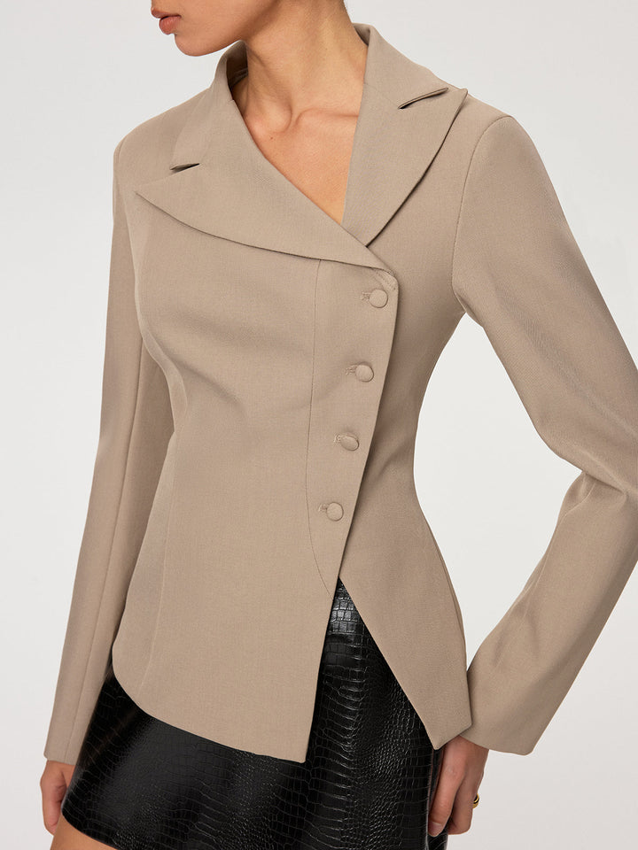 Asymmetric Button-Front Blazer