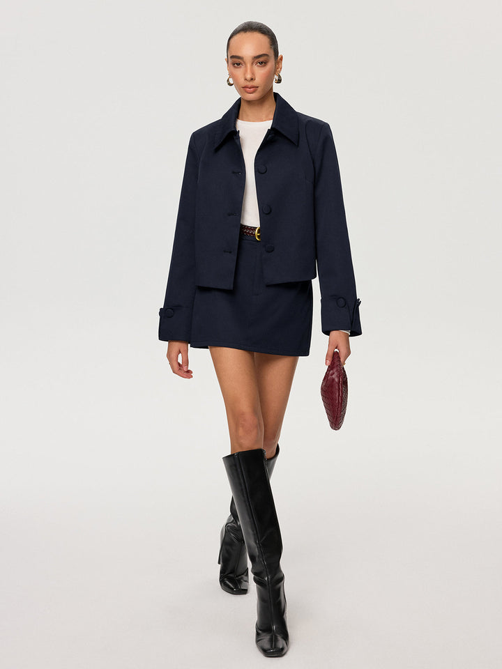 Collared Cotton Blend Jacket