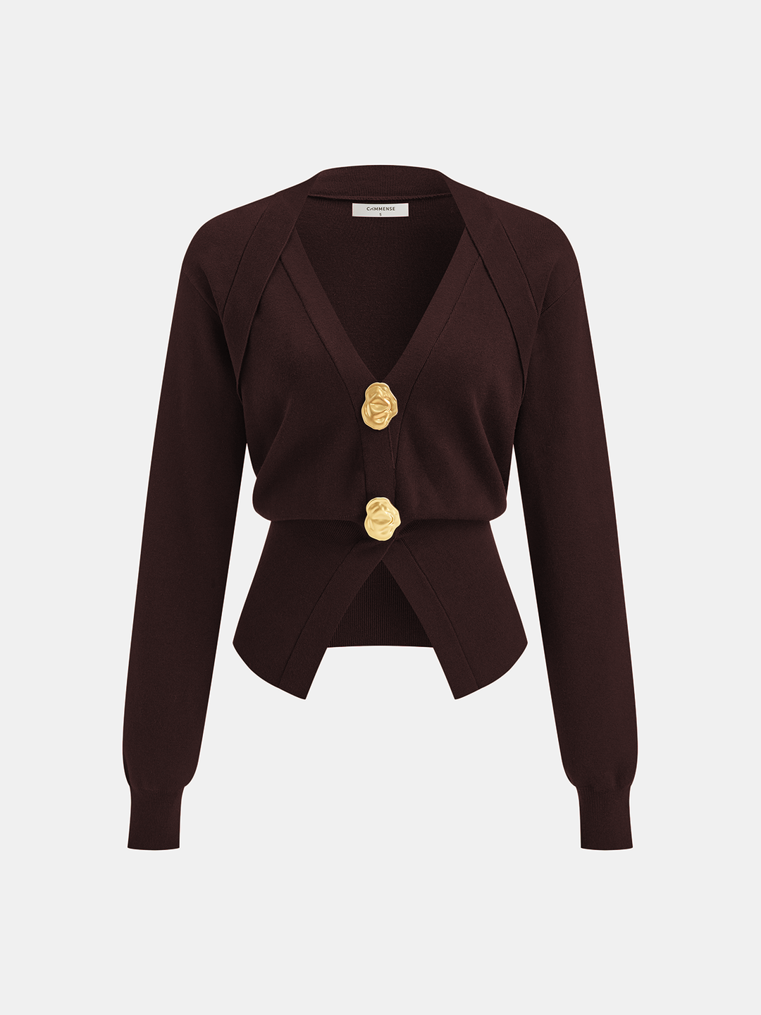 Metal Detail V-Neck Wool Blend Sweater