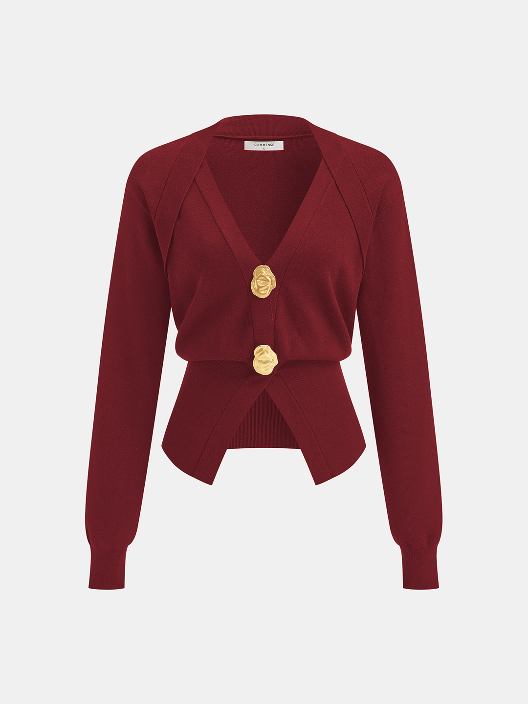 Metal Detail V-Neck Wool Blend Sweater