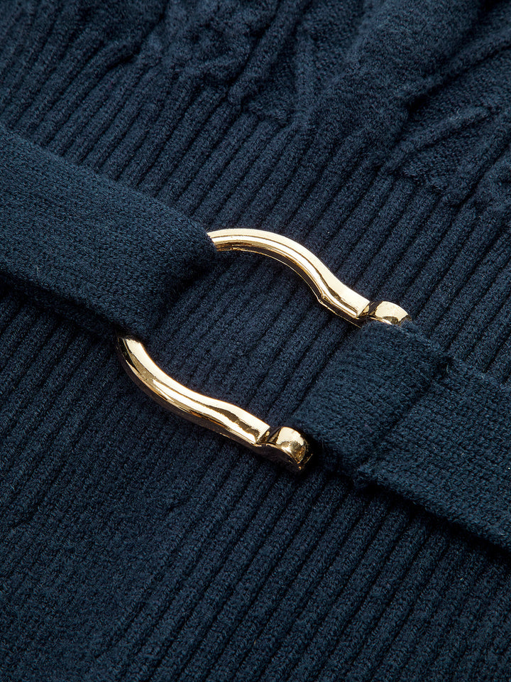 Cinched Waist Belted Cable Knit Top