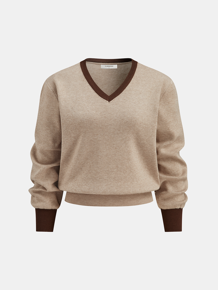 Contrast Trim Knit Top and Midi Skirt Set