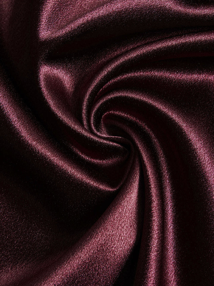 Faux Leather Panel Asymmetric Satin Maxi Skirt