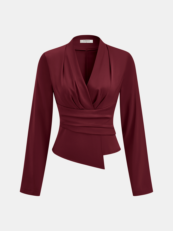 V-Neck Asymmetric Blouse