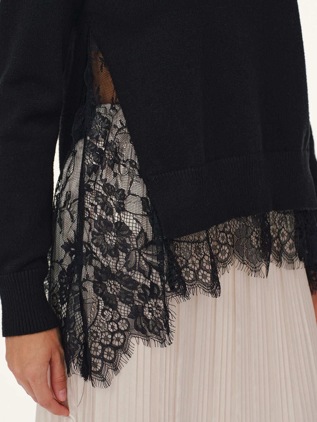 Lace Panel Knitted Sweater