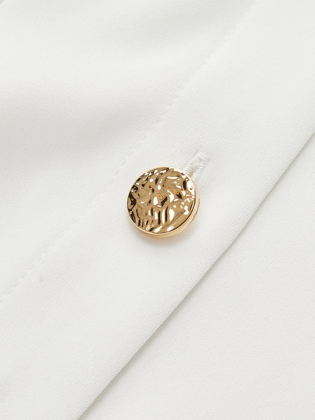 Pleated Cinched Waist Metal Button Blouse