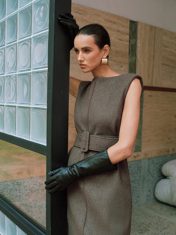 Belted Sleeveless Midi Dress