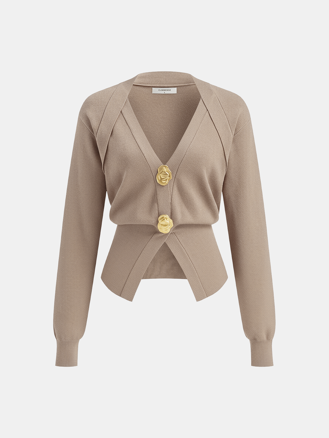 Metal Detail V-Neck Wool Blend Sweater