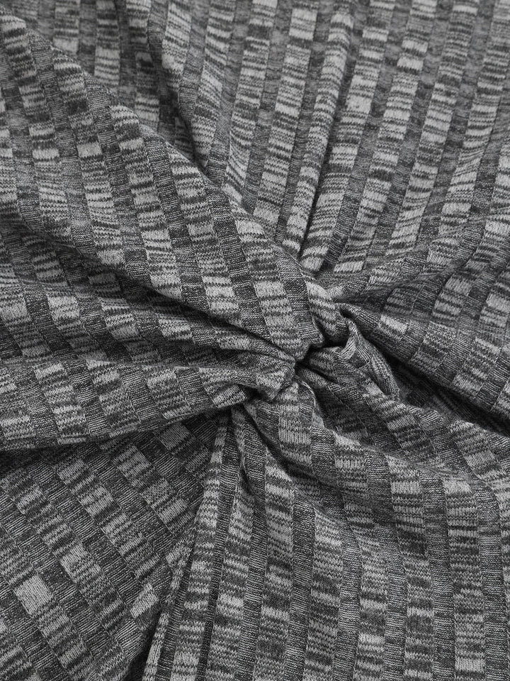 Mock Neck Twisted Side Slit Midi Dress