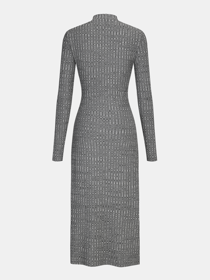 Mock Neck Twisted Side Slit Midi Dress