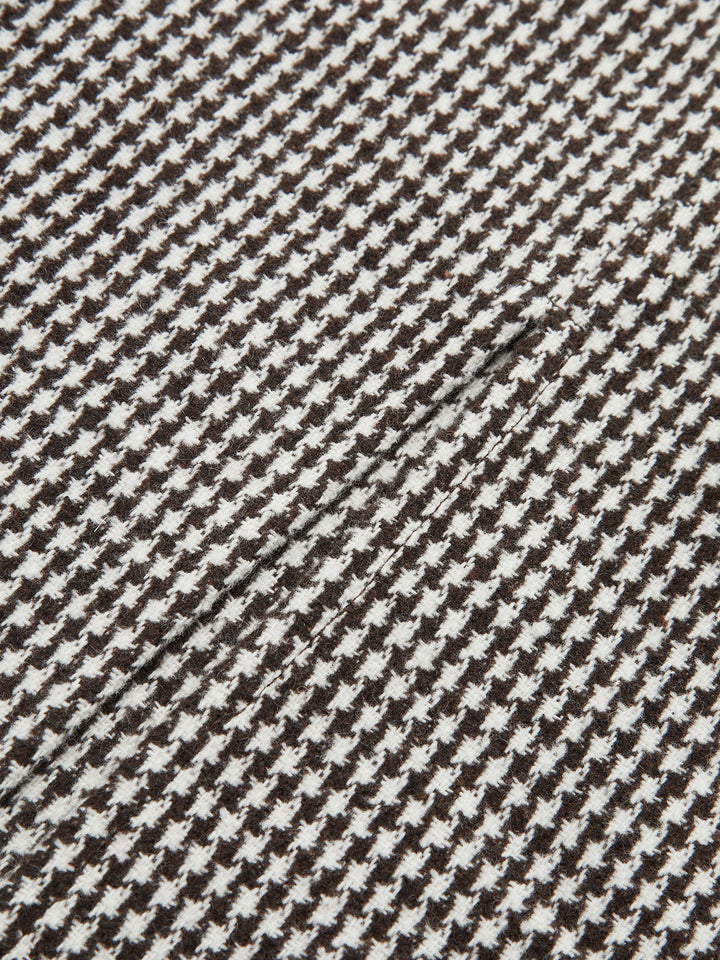 Houndstooth Tweed Belted Midi Skirt