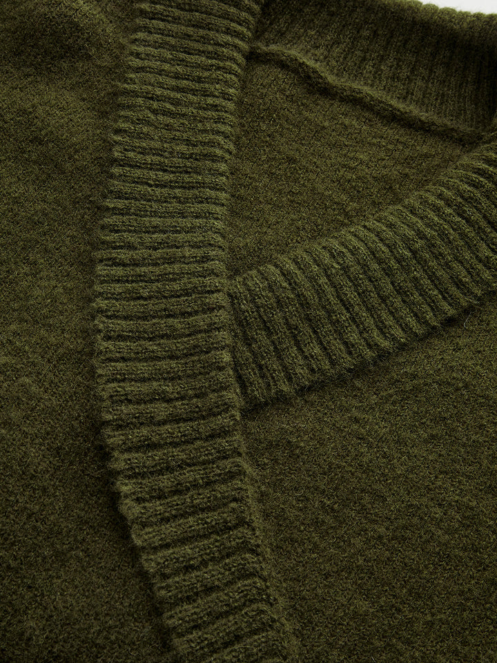 Wool Blend Wrap V-Neck Sweater