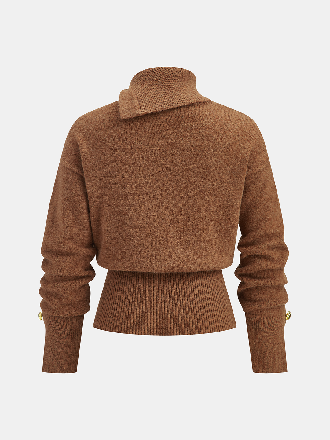 Cinched Waist Asymmetrical Turtleneck Sweater