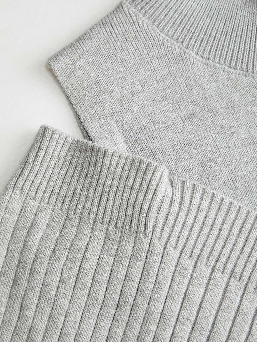 Off-Shoulder Waist-Defined Rib-Knit Midi Dress