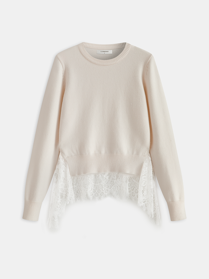 Lace Panel Knitted Sweater