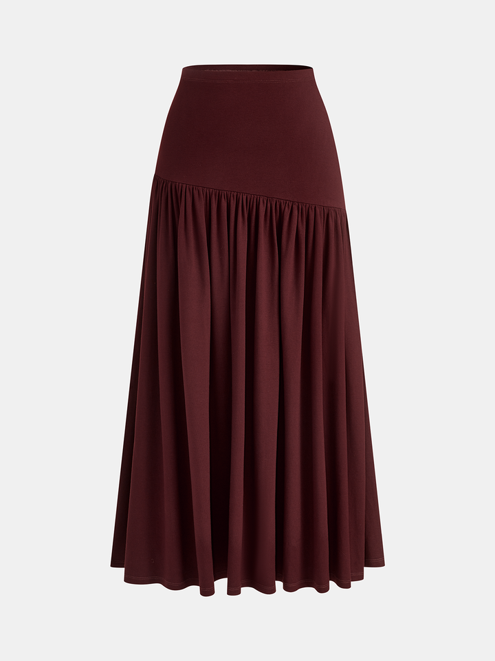 Ruched A-Line Midi Skirt