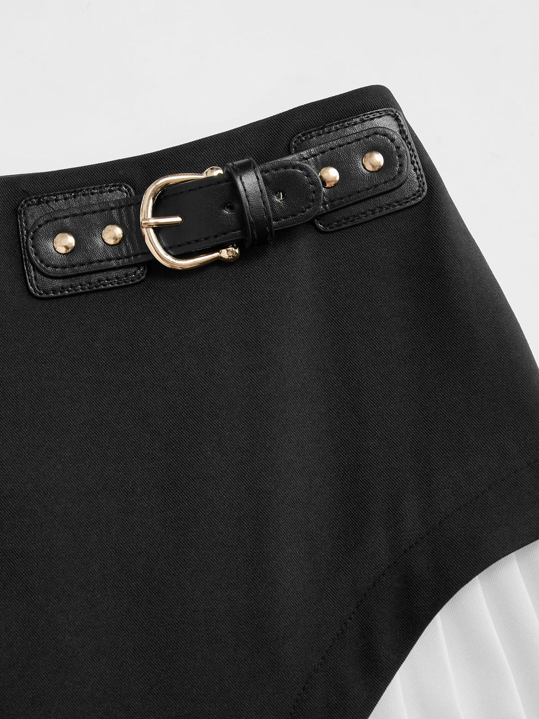 Color-Block Pleated Midi Skirt