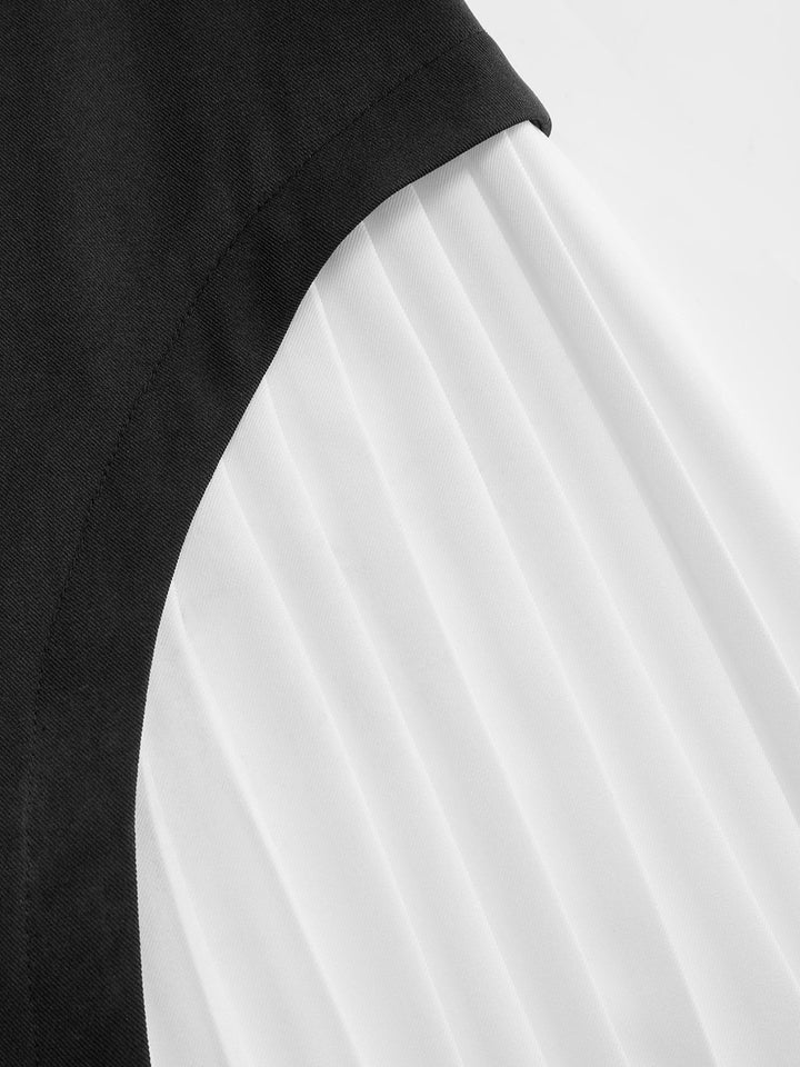 Color-Block Pleated Midi Skirt