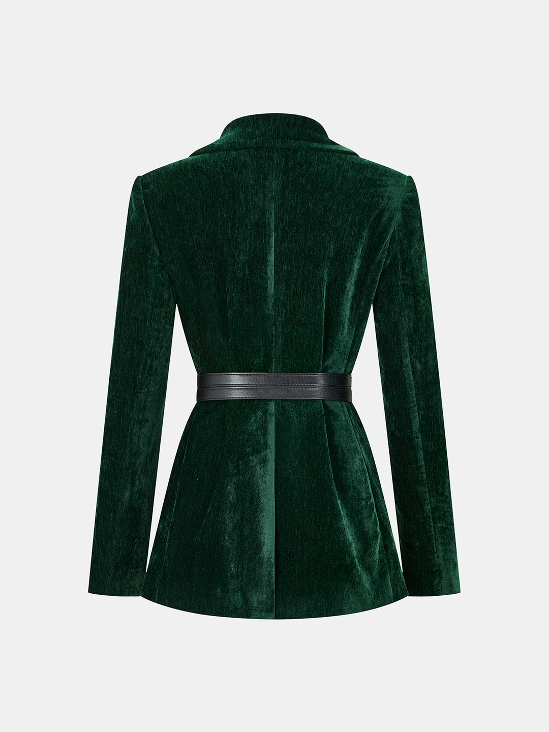 Velvet Belted Metal Button Blazer