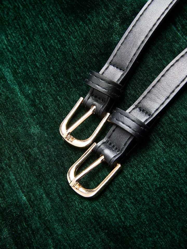 Velvet Belted Metal Button Blazer