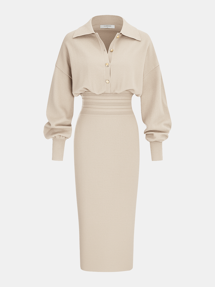 Cinched Waist Knit Shirt Dress