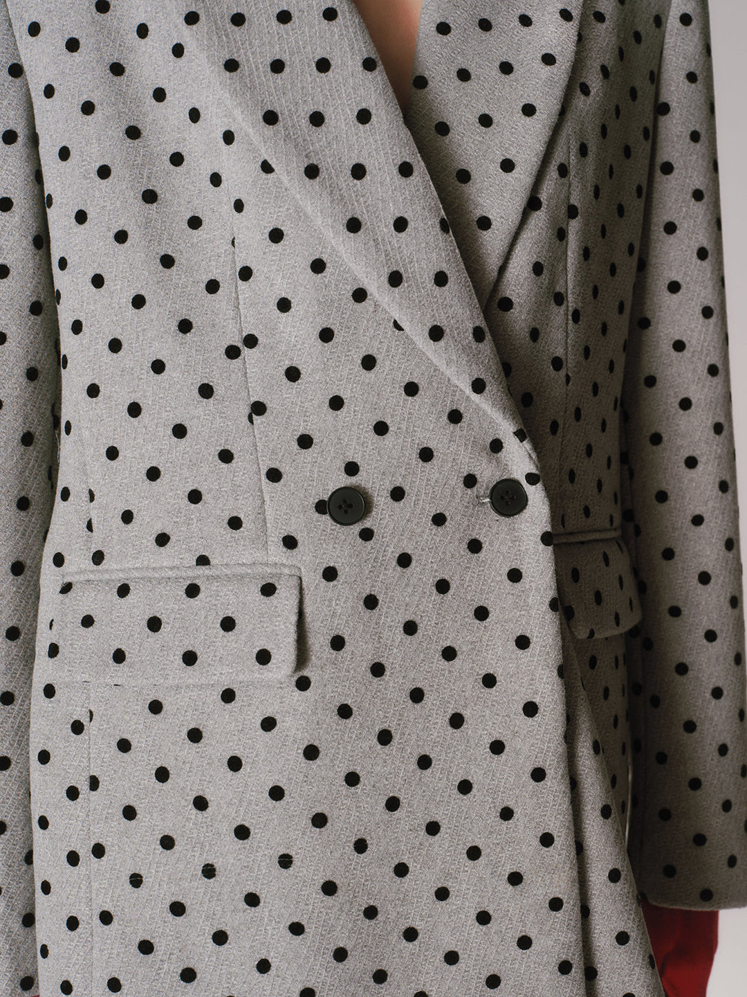 Polka Dot Double-Breasted Blazer