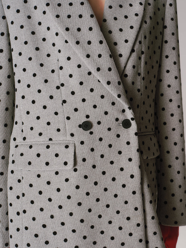 Polka Dot Double-Breasted Blazer