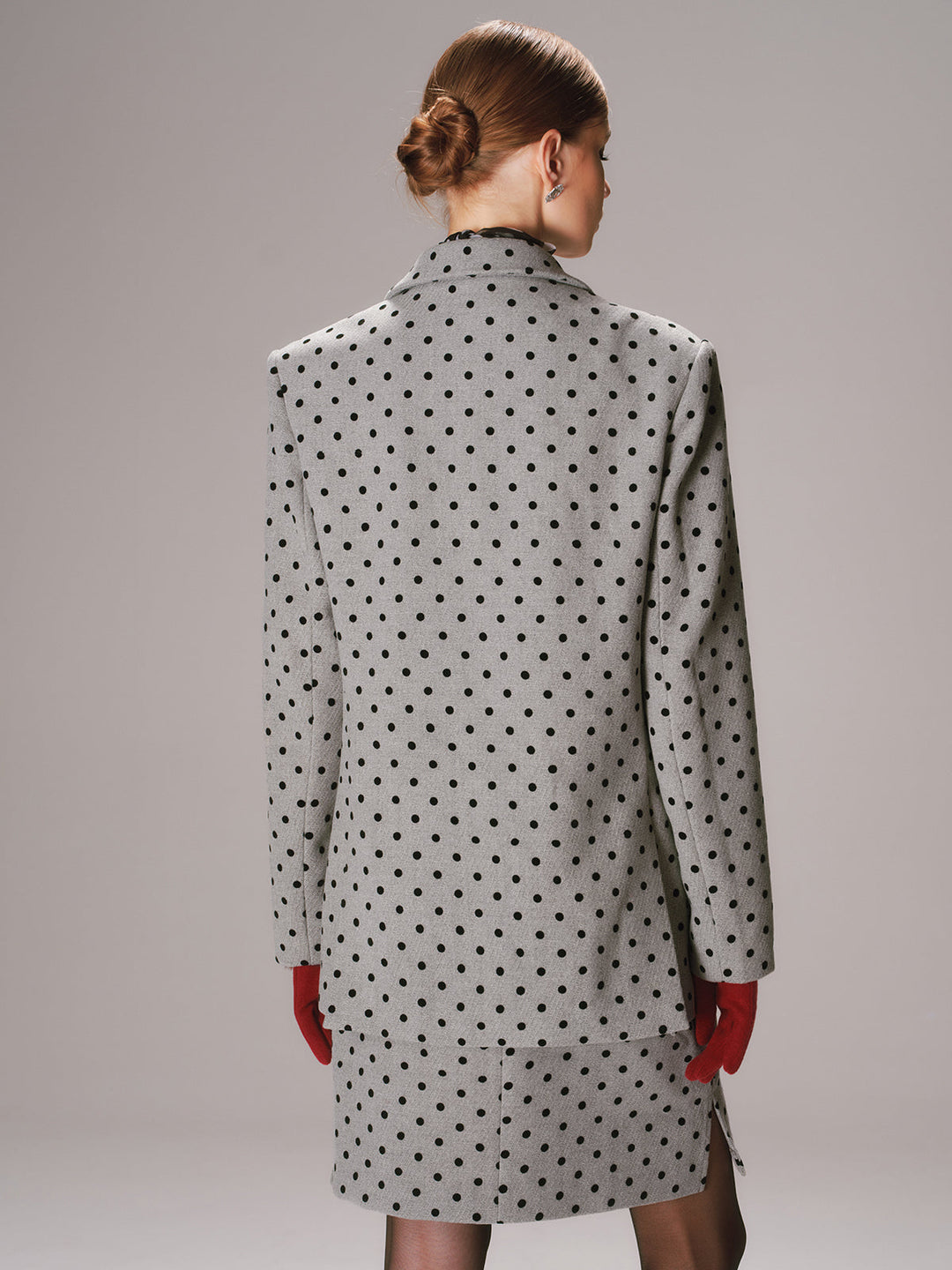 Polka Dot Double-Breasted Blazer