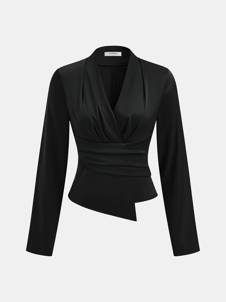 V-Neck Asymmetric Blouse