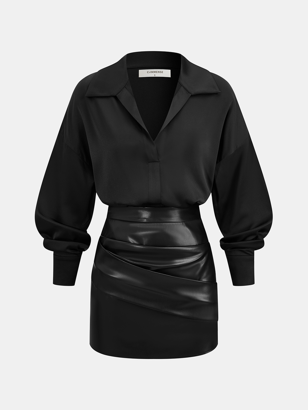 Faux Leather Ruched Mini Skirt