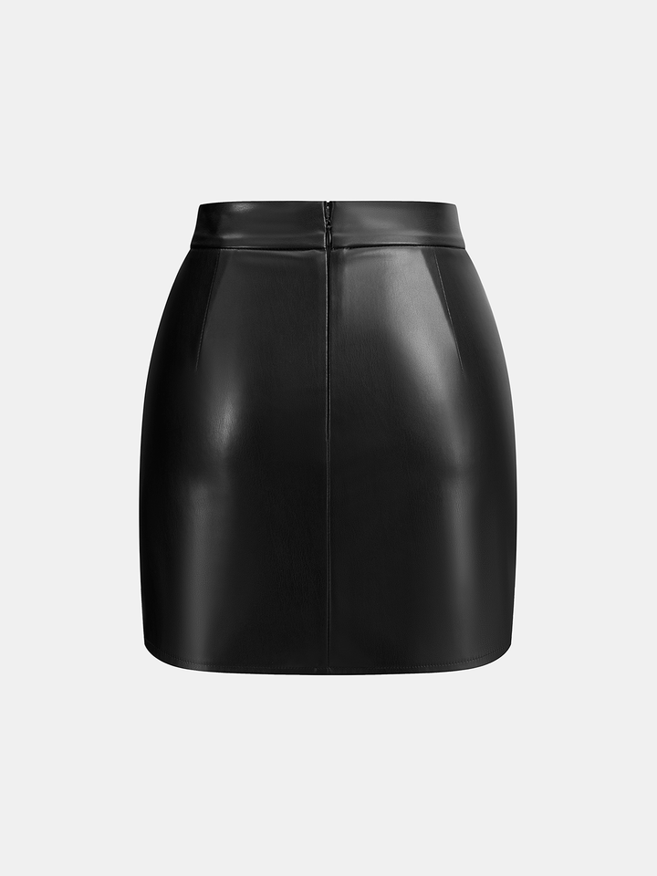 Faux Leather Ruched Mini Skirt