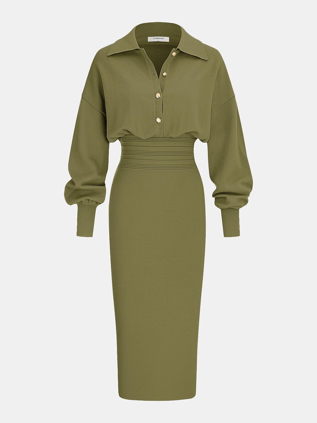 Cinched Waist Knit Shirt Dress