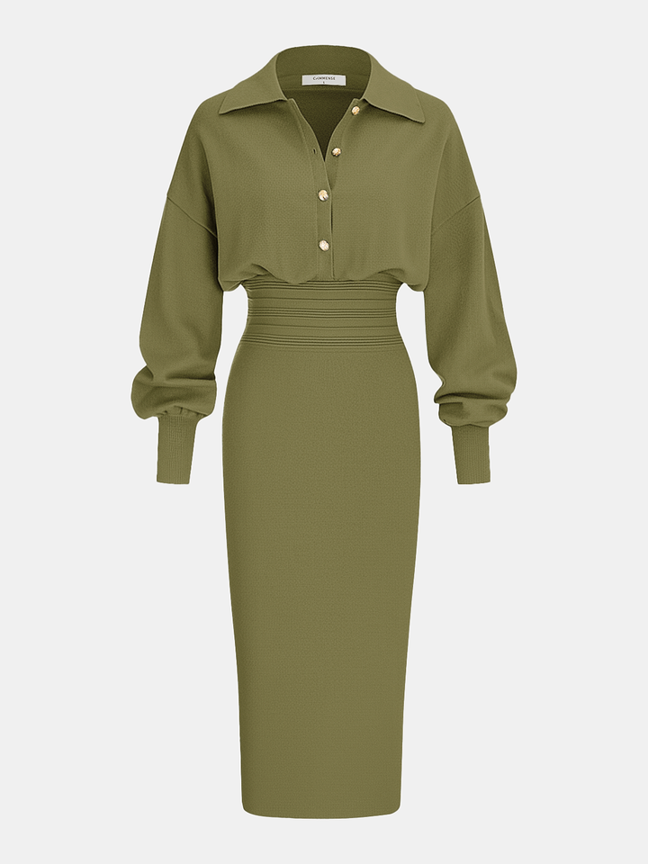 Cinched Waist Knit Shirt Dress