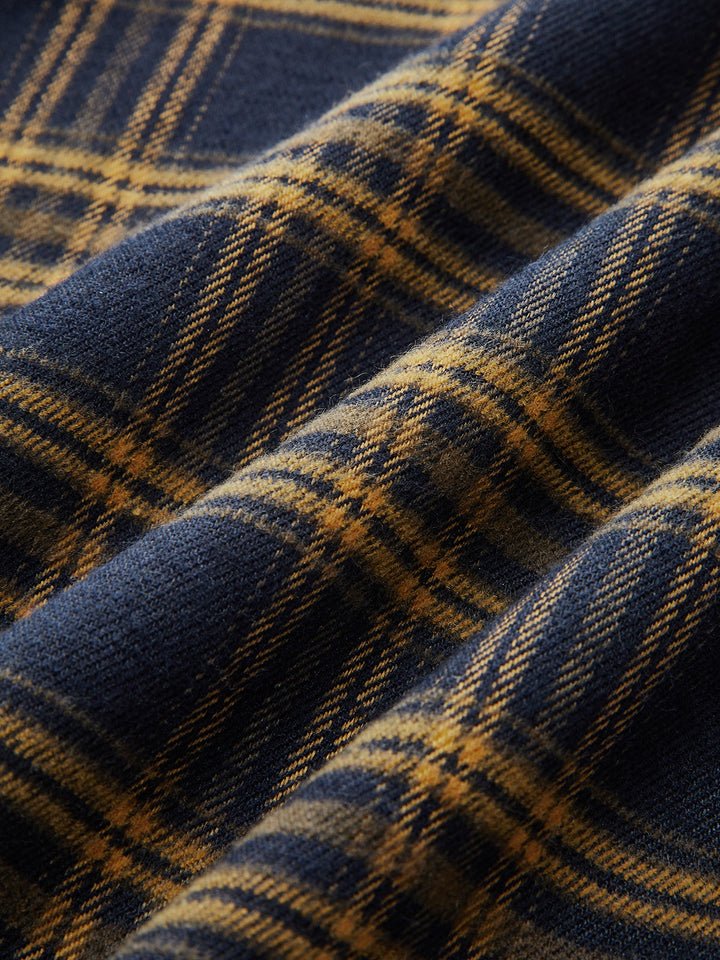 Plaid Smocked Bodice Belted Midi Dress